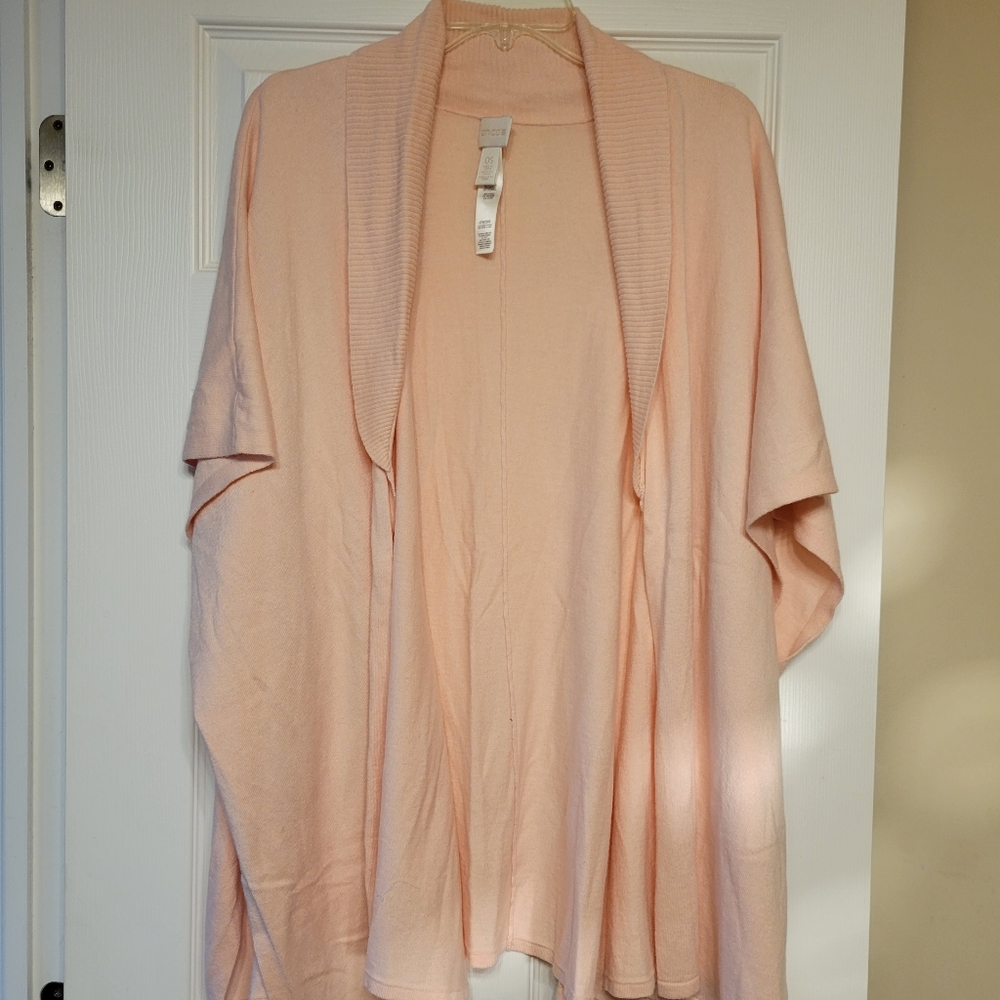 Chico's Pale Pink Short Sleeve Lightweight Ruana Style Sweater ~ OSFM ~ Pretty! - Picture 5 of 13